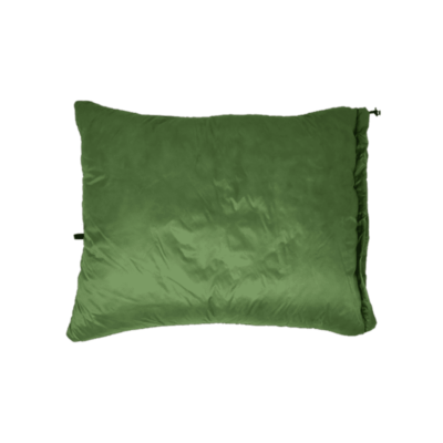 A Goosefeet Gear Ultralight Down Pillow in 20d Kale Green